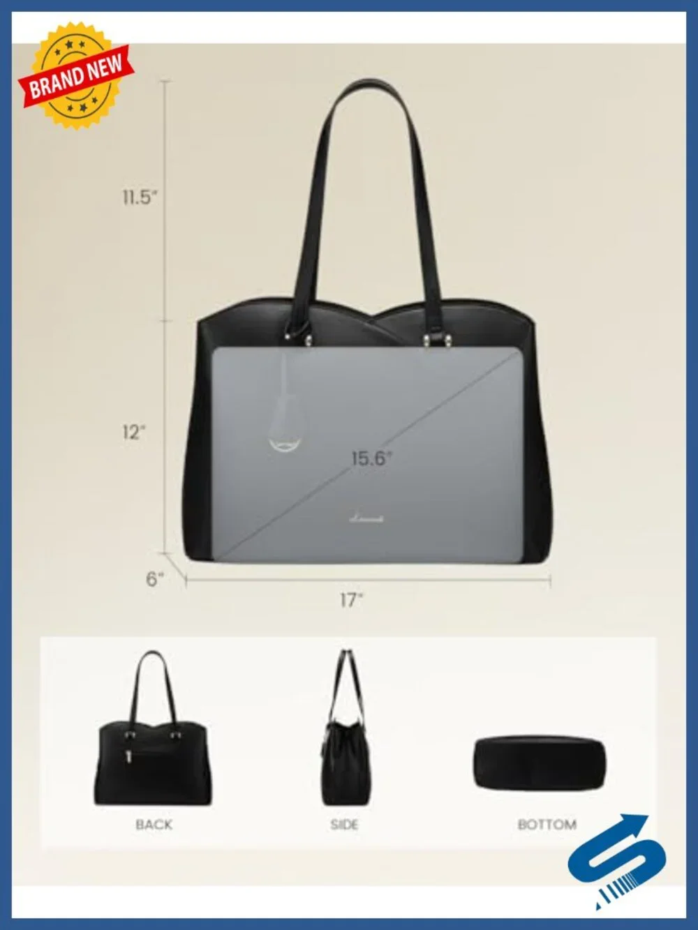 Professional Laptop Tote Bag for Women, Waterproof Faux Leather Large Work